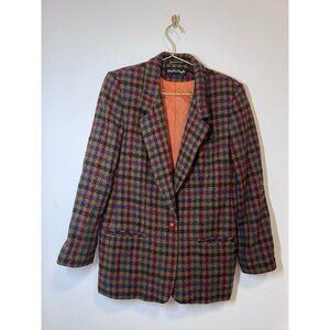 VTG Giorgio Sant'Angelo Plaid Wool Blazer Preppy Equestrian